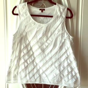 Talbots Lined White Ruffled Tank